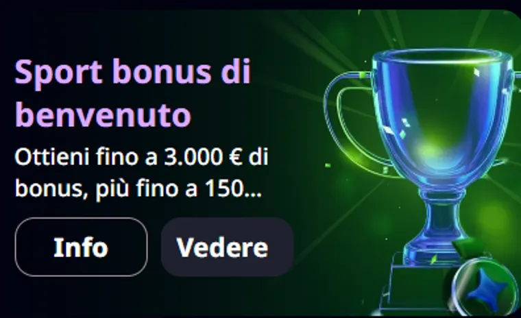 Sport bonus di benvenuto fino a 3000 euro e 150 free spins